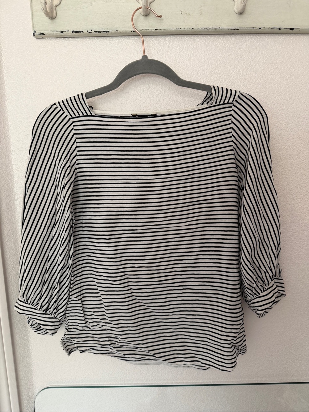 Massimo Dutti Striped Black & White Boatneck Women's Top - Size 6